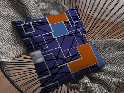 18" Navy Puzzle Piece Suede Throw Pillow