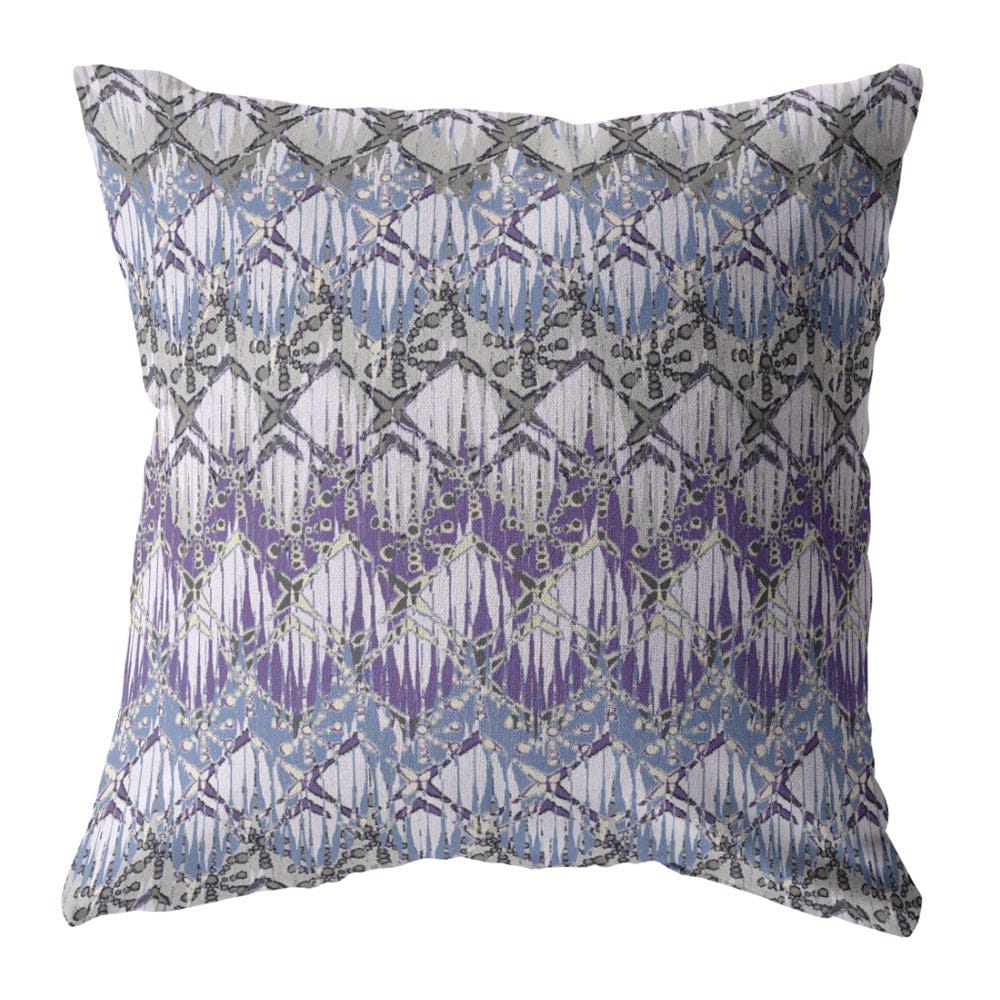 18” Purple Gray Hatch Decorative Suede Throw Pillow