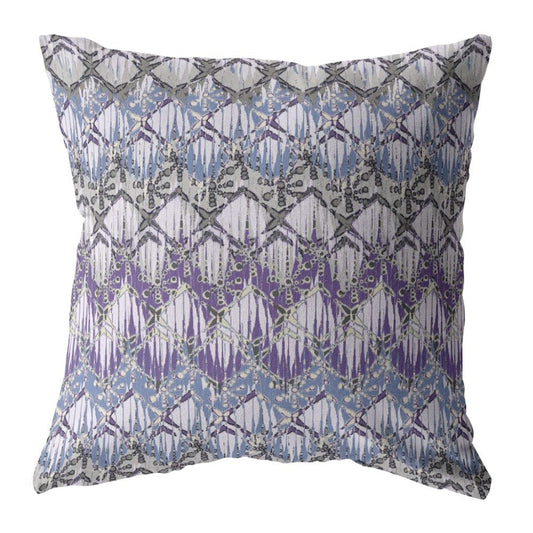 18” Purple Gray Hatch Decorative Suede Throw Pillow