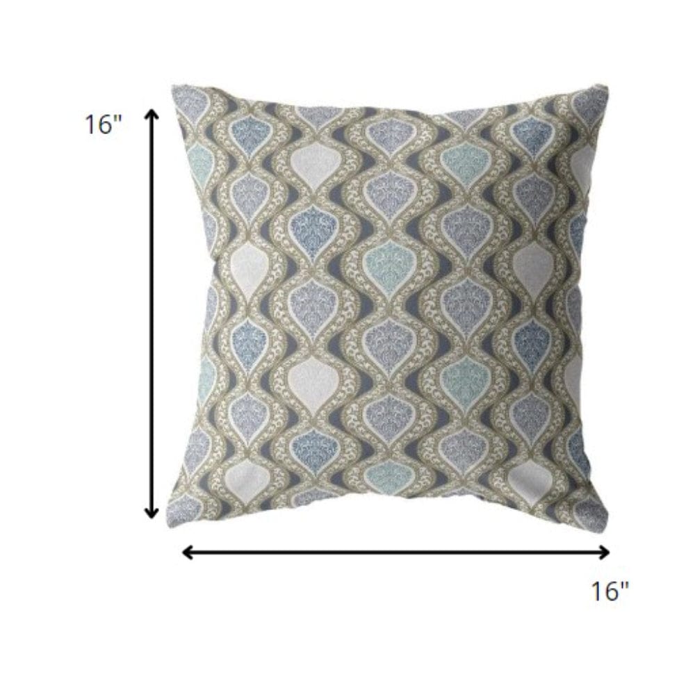 16” Gray Ogee Decorative Suede Throw Pillow