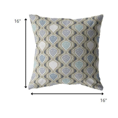 16” Gray Ogee Decorative Suede Throw Pillow