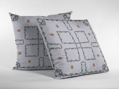 18” White Floral Decorative Suede Throw Pillow