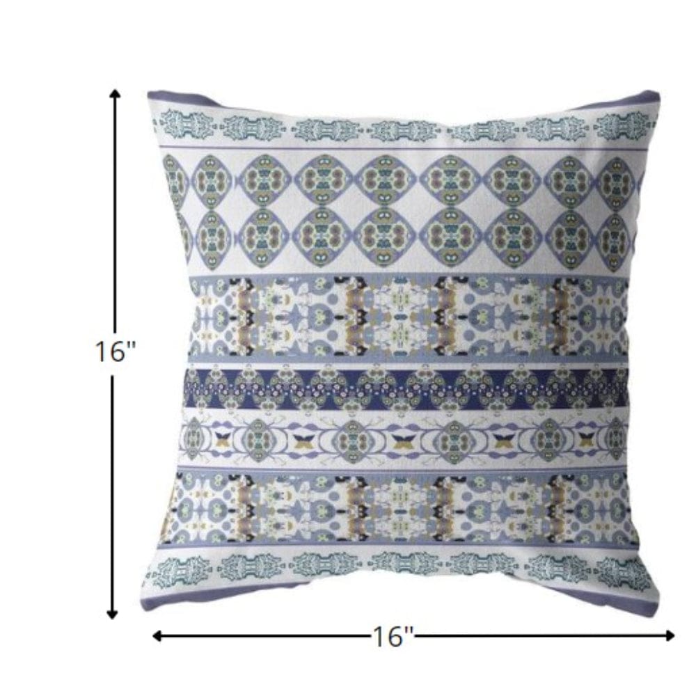 16” Navy White Strips Boho Suede Throw Pillow