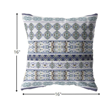 16” Navy White Strips Boho Suede Throw Pillow