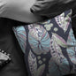 18” Blue Purple Tropical Leaf Suede Throw Pillow