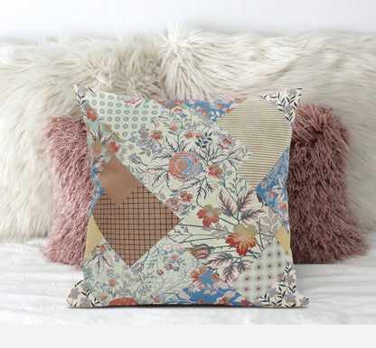 18" Orange Yellow Floral Zippered Suede Throw Pillow