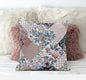 18" White Pink Floral Zippered Suede Throw Pillow