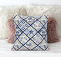 18” White Navy Patch Suede Zippered Throw Pillow