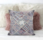 18” Gray Pink Patch Suede Zippered Throw Pillow