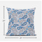18” Blue Peach Boho Paisley Zippered Suede Throw Pillow