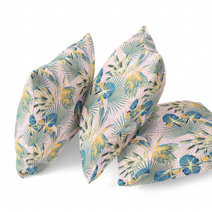 16” Blue Gold Tropical Zippered Suede Throw Pillow