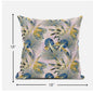 18” Blue Gold Tropical Zippered Suede Throw Pillow