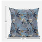 18” Gray Blue Tropical Zippered Suede Throw Pillow