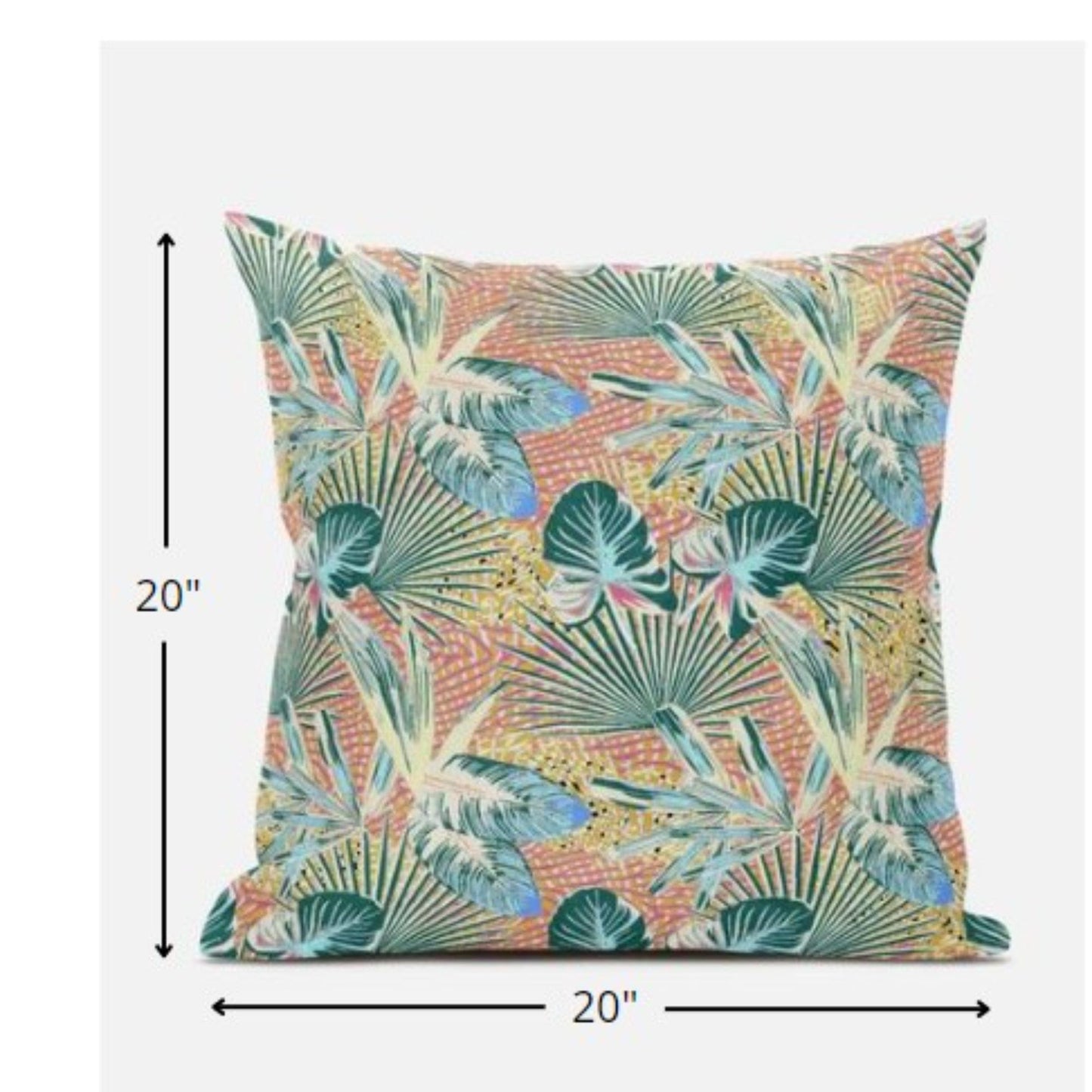 18” Blue Peach Tropical Zippered Suede Throw Pillow