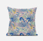16” Blue Pink Tropical Zippered Suede Throw Pillow
