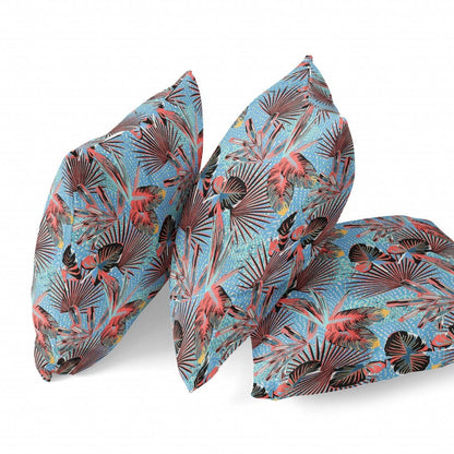 16” Coral Blue Tropical Zippered Suede Throw Pillow