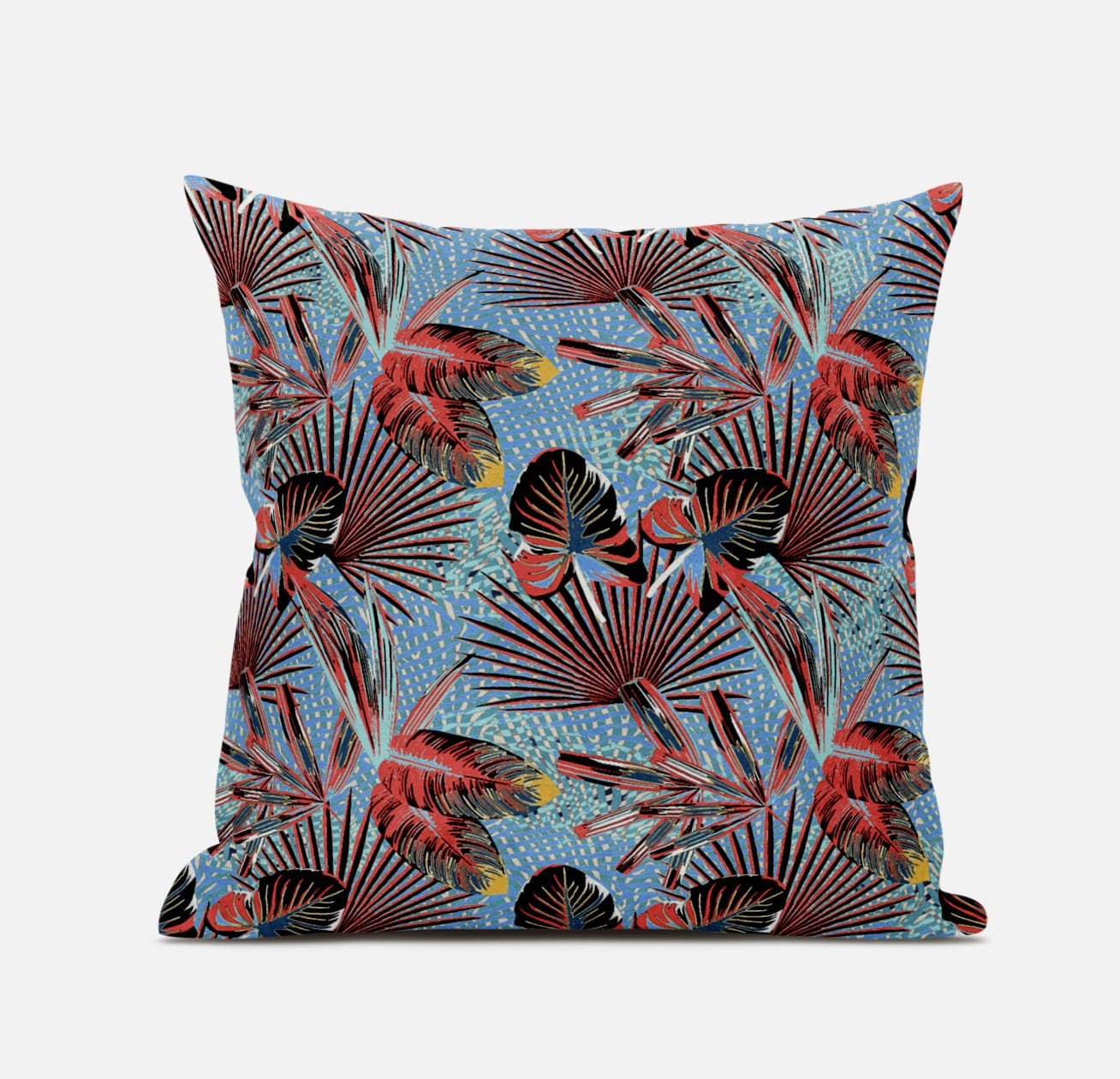 18” Coral Blue Tropical Zippered Suede Throw Pillow