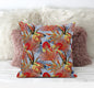 18” Crimson Yellow Tropical Zippered Suede Throw Pillow