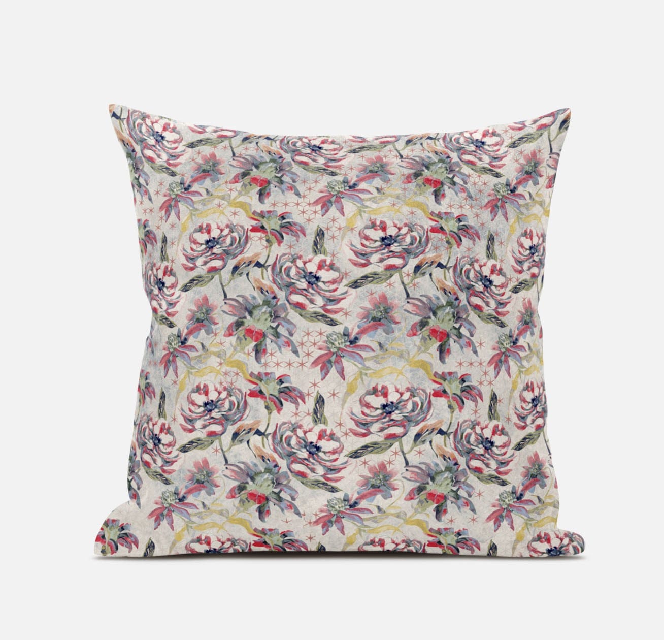 18" Pink Yellow Roses Zippered Suede Throw Pillow