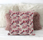 18" Red White Roses Zippered Suede Throw Pillow