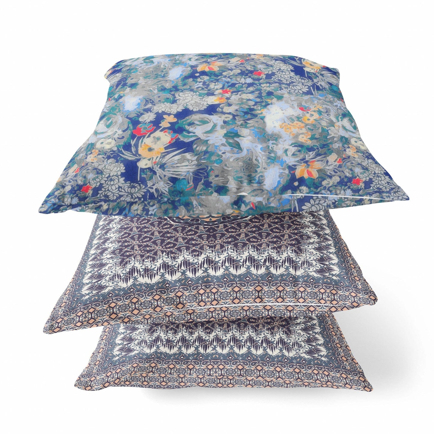 18" Blue Gray Springtime Zippered Suede Throw Pillow