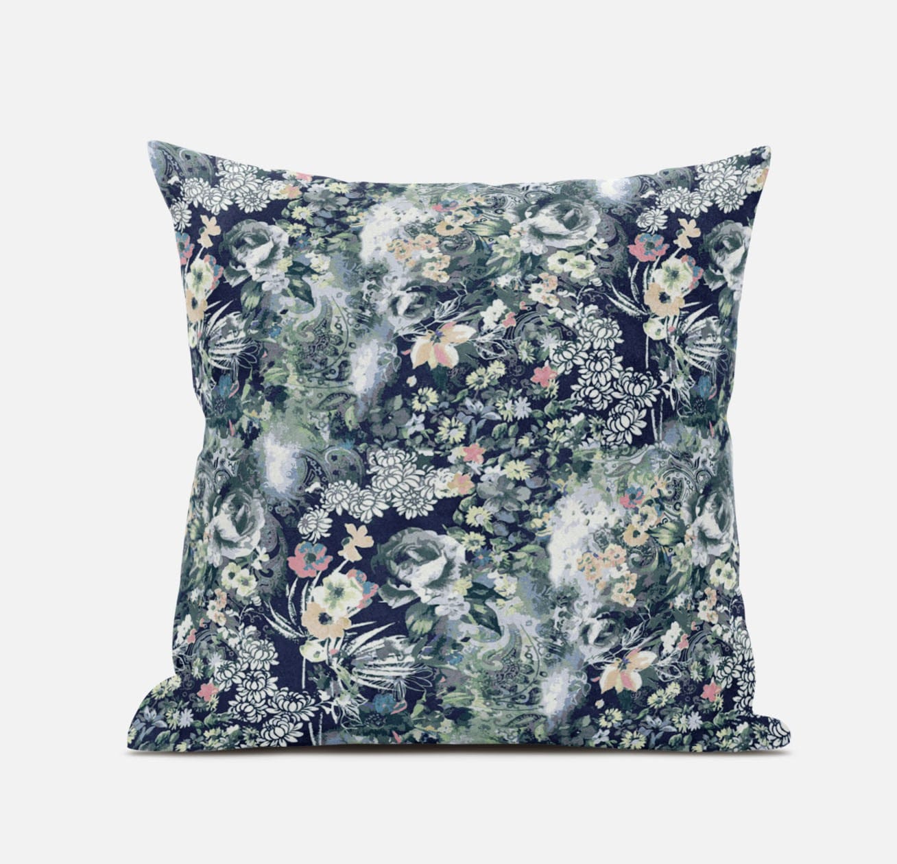 16" Gray Indigo Springtime Zippered Suede Throw Pillow