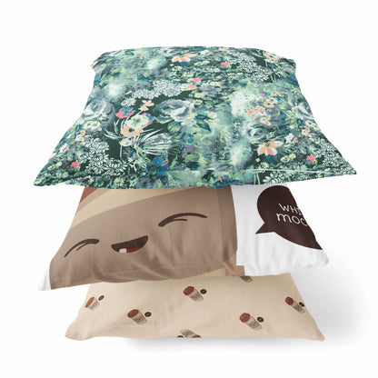 18" Green Black Springtime Zippered Suede Throw Pillow