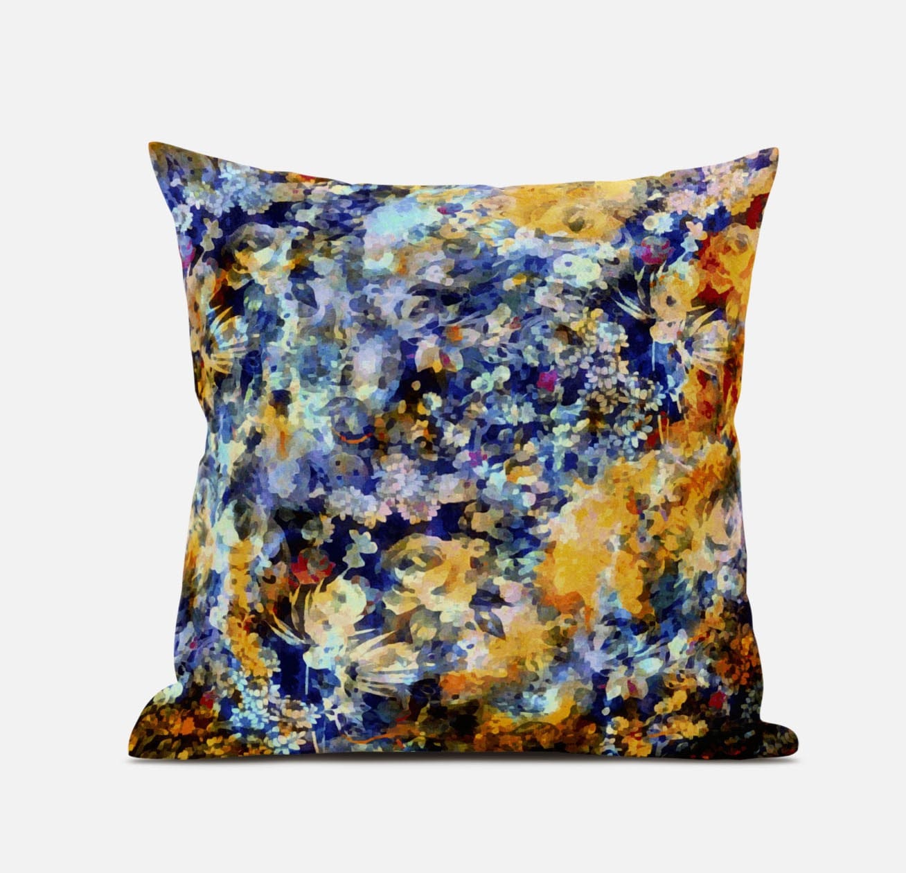 16" Orange Indigo Springtime Zippered Suede Throw Pillow