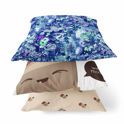 18" Purple Blue Springtime Zippered Suede Throw Pillow