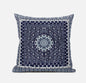 16” Indigo Blue Holy Floral Zippered Suede Throw Pillow