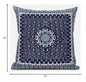18” Indigo Blue Holy Floral Zippered Suede Throw Pillow