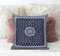 18” Indigo Blue Holy Floral Zippered Suede Throw Pillow