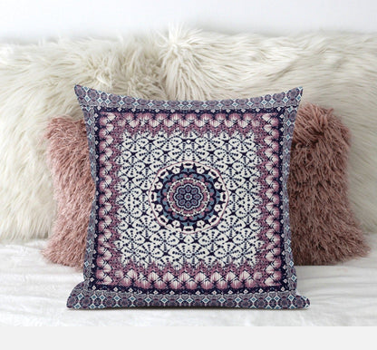 16” Pink Gray Holy Floral Zippered Suede Throw Pillow