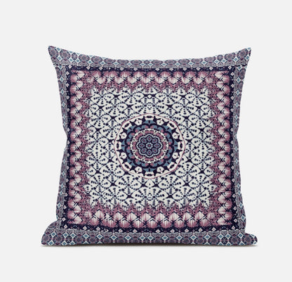 18” Pink Gray Holy Floral Zippered Suede Throw Pillow