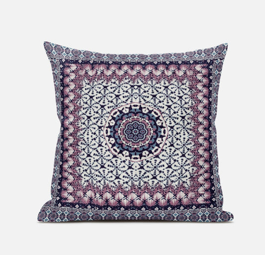 18” Pink Gray Holy Floral Zippered Suede Throw Pillow