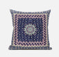 16” Pink Indigo Holy Floral Zippered Suede Throw Pillow