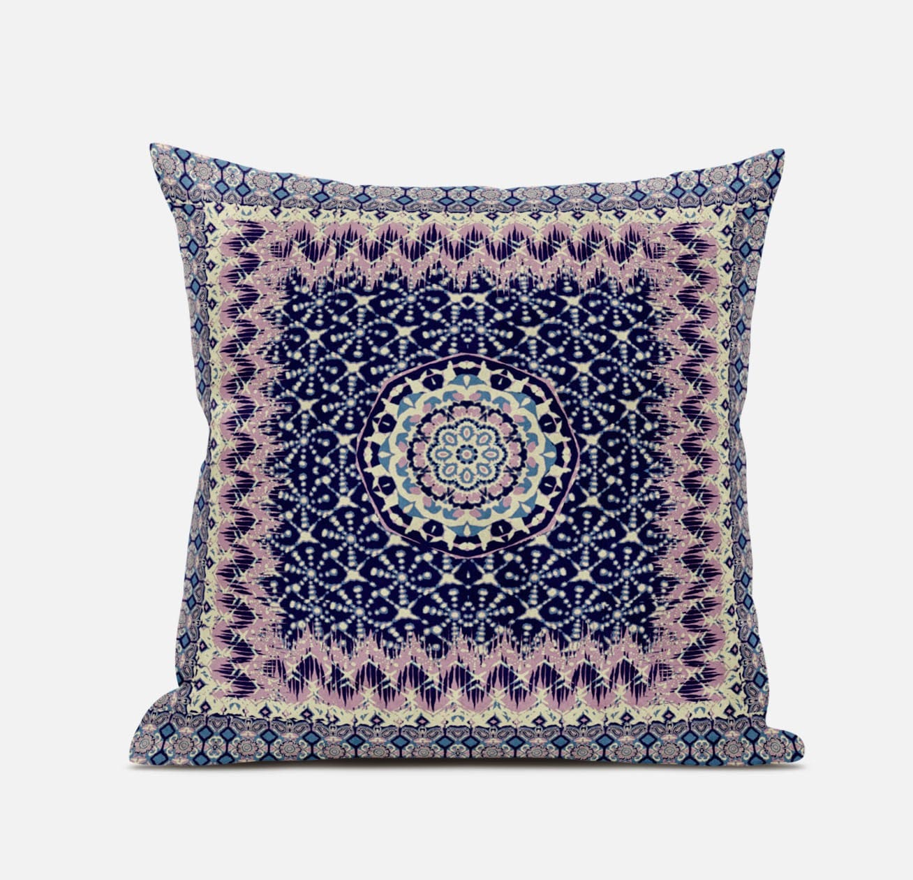 18” Pink Indigo Holy Floral Zippered Suede Throw Pillow