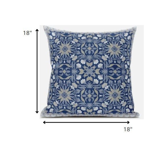 18” Blue Gray Paisley Zippered Suede Throw Pillow