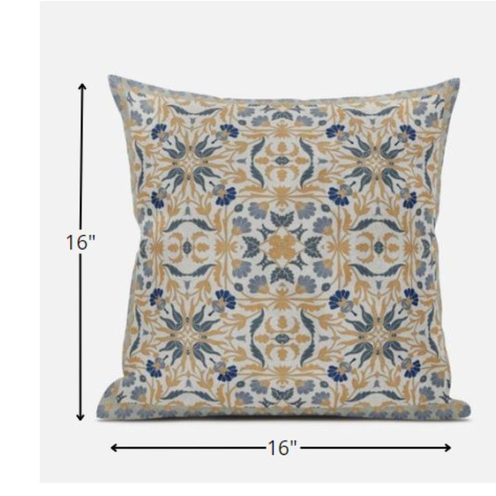 16” Gray Orange Paisley Zippered Suede Throw Pillow