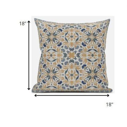 18” Gray Orange Paisley Zippered Suede Throw Pillow