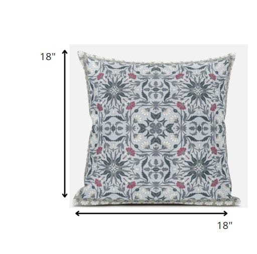 18” Powder Blue Paisley Zippered Suede Throw Pillow