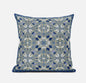 16” Gray Indigo Paisley Zippered Suede Throw Pillow