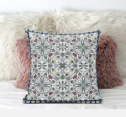 16” Pink Sage Paisley Zippered Suede Throw Pillow