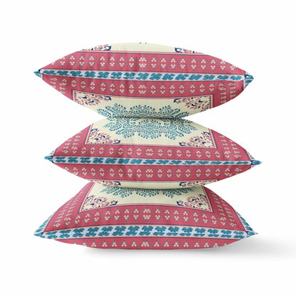 18" X 18" Blue Gray Geometric Zippered Suede Throw Pillow