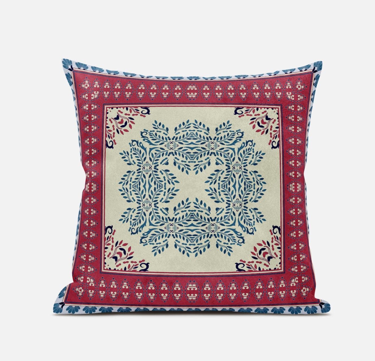 18" X 18" Blue Gray Geometric Zippered Suede Throw Pillow