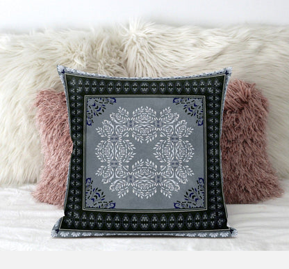 20" X 20" Gray Green Pink Geometric Zippered Suede Throw Pillow