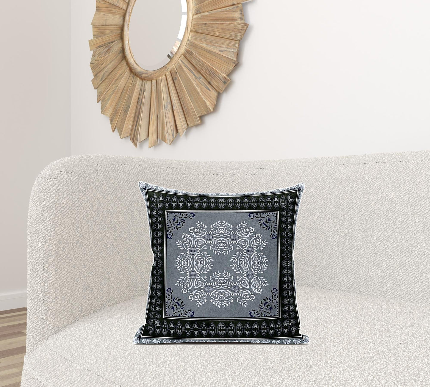 20" X 20" Gray Green Pink Geometric Zippered Suede Throw Pillow