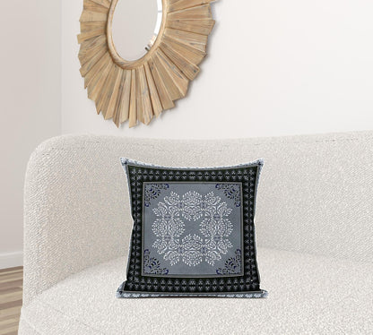 20" X 20" Gray Green Pink Geometric Zippered Suede Throw Pillow