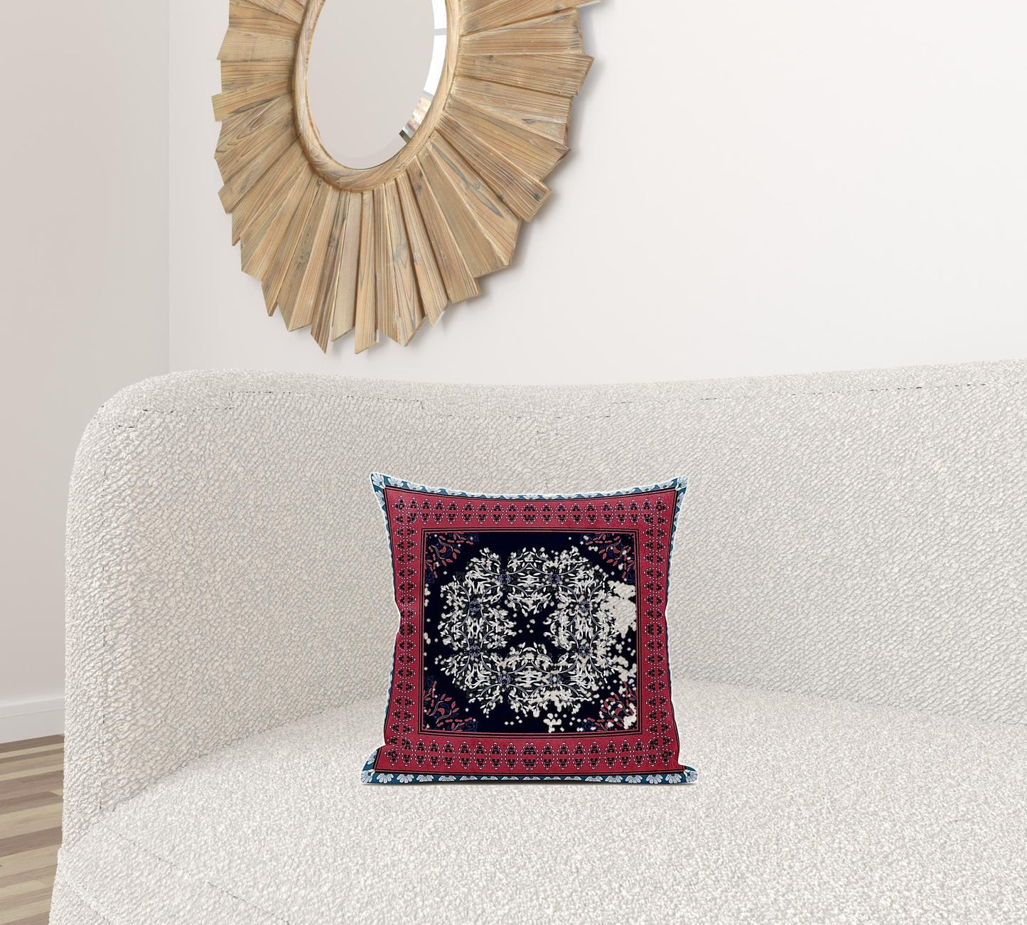 16" X 16" Light Blue White Geometric Zippered Suede Throw Pillow