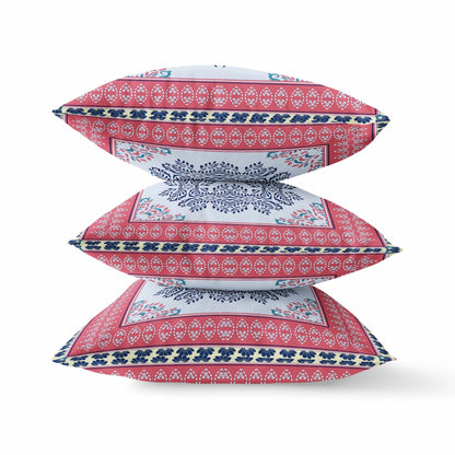 20" X 20" Muted Magenta Gold Geometric Zippered Suede Throw Pillow